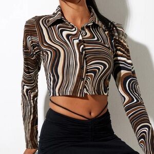 Motel Ripple Cropped Button up